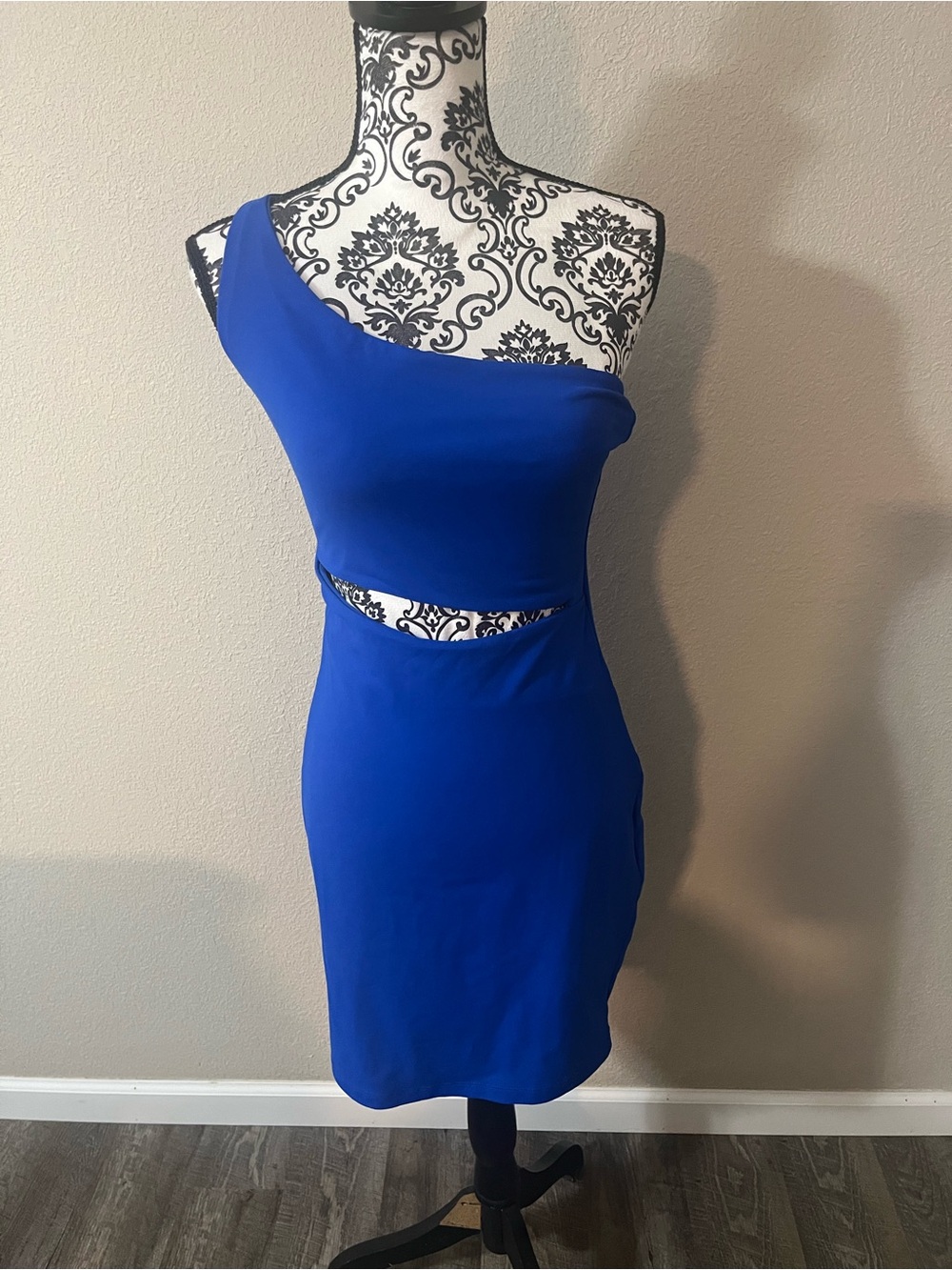 Susana Monaco One-Shoulder Royal Blue Cutout Sheath Dress